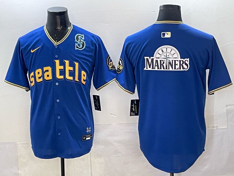 Men 2025 Seattle Mariners Blank Blue City Edition Nike MLB Jersey 30